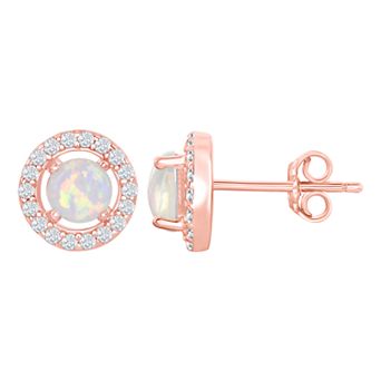 Nautica Rocks Sterling Silver White Opal Cubic Zirconia Halo Round Stud Earrings