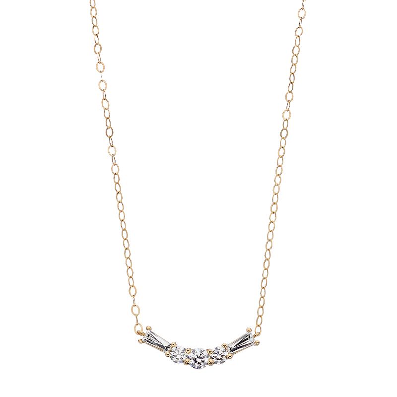 Taylor Grace 10k Gold Crystal Baguette Necklace, Womens, Size: 18, Whit