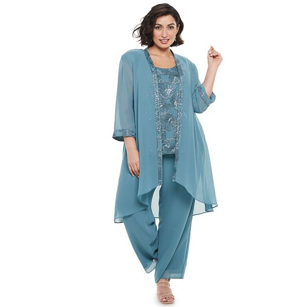 Three-Piece Lace and Georgette Plus Size Set