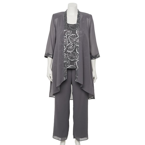 Plus Size Le Bos Embellished 3Piece Pant Suit Set