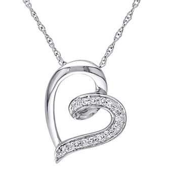 Stella Grace 10k White Gold Diamond Accent Open Heart Pendant Necklace