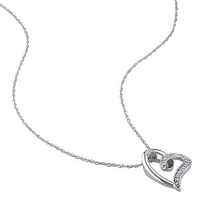 Stella Grace 10k White Gold Diamond Accent Open Heart Pendant Necklace