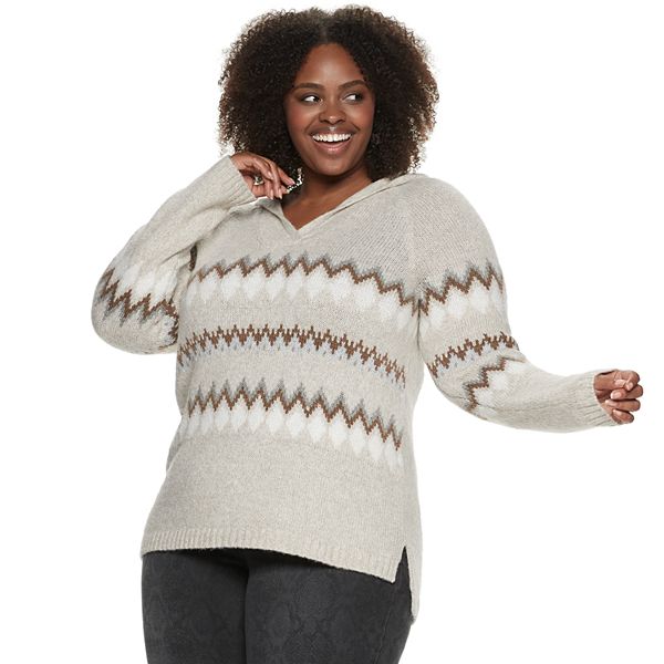 Plus Size EVRI™ Hooded Tunic Sweater