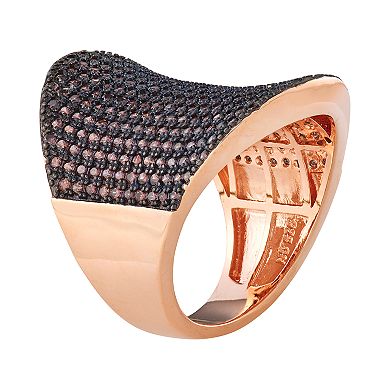 Sterling Silver Mocha Cubic Zirconia Concave Ring