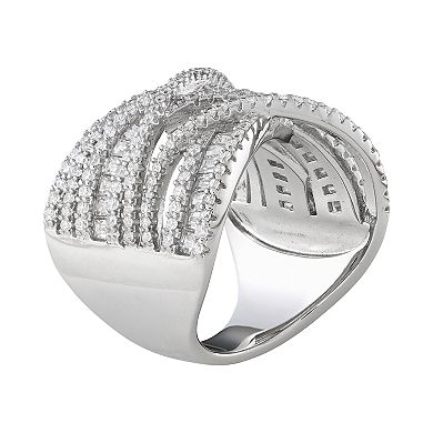 Sterling Silver Cubic Zirconia Crossover Ring