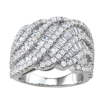 Designs by Gioelli Sterling Silver Cubic Zirconia Layered Wave Ring