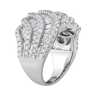Sterling Silver Cubic Zirconia Layered Wave Ring