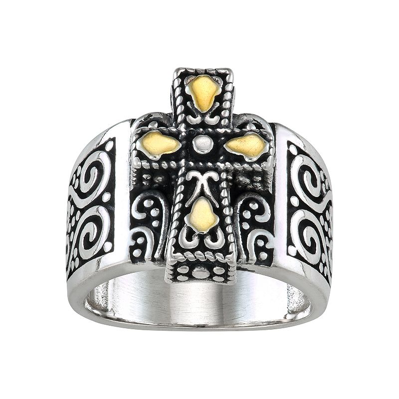 53195889 Two Tone Sterling Silver Marcasite Filigree Cross  sku 53195889