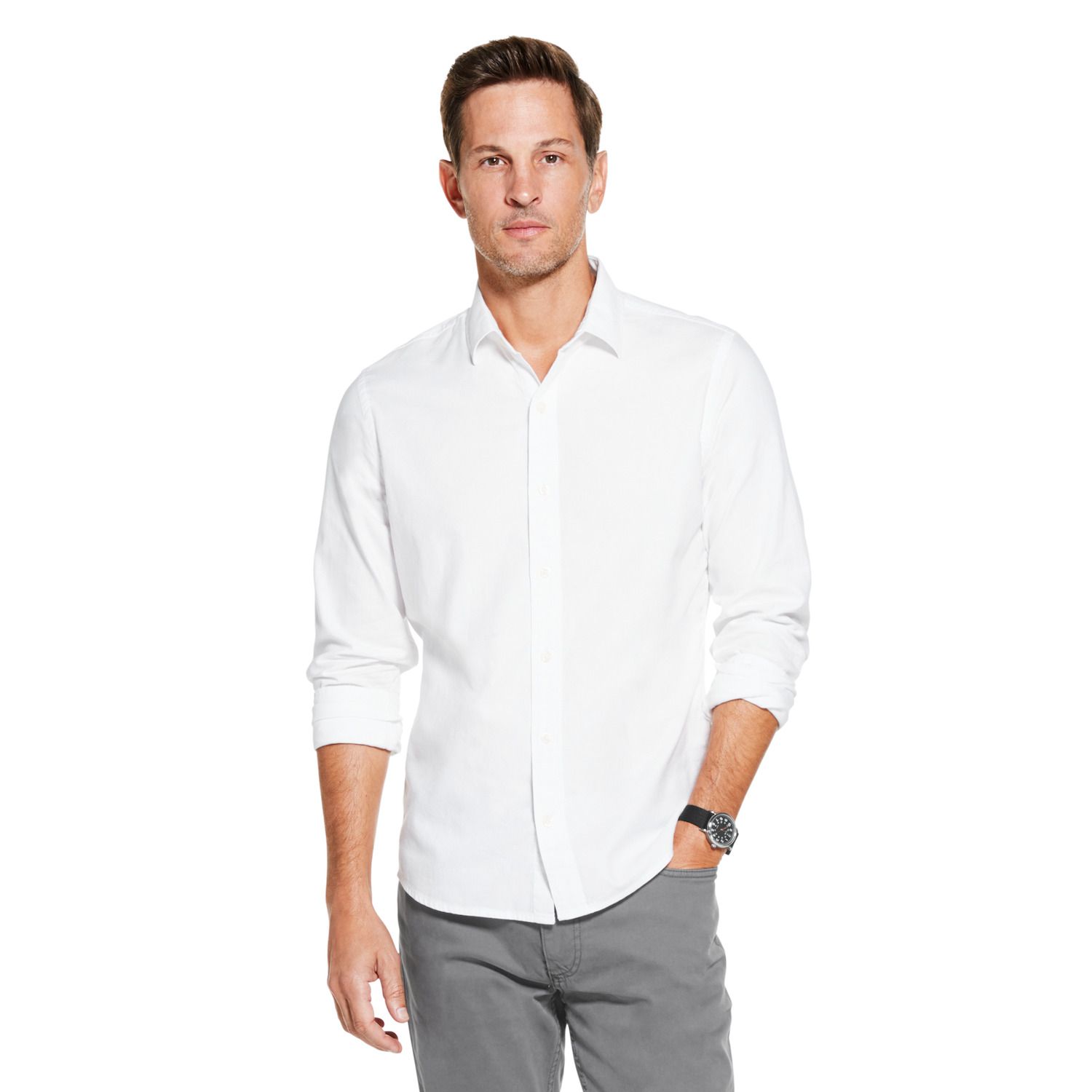 izod white button down shirt