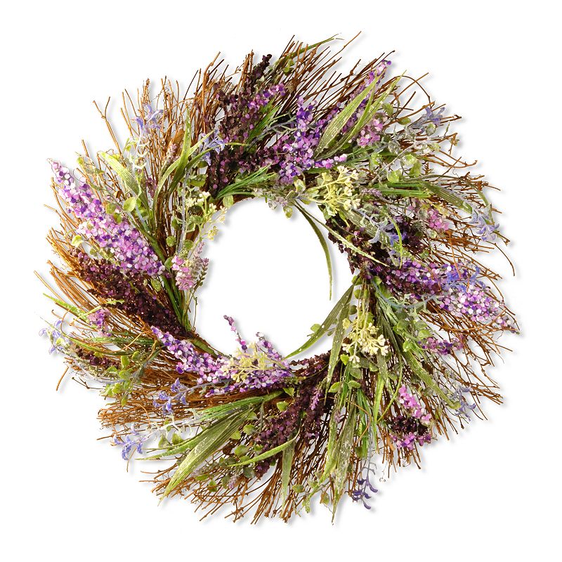 National Tree Company Artificial Mixed Leaf Spring Wreath, Purple