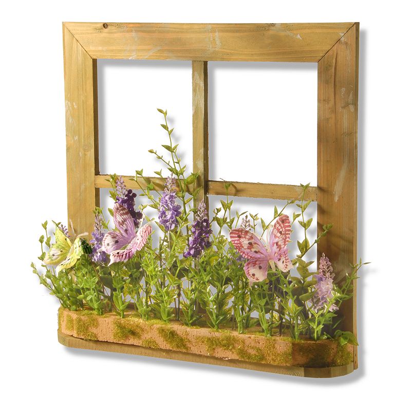 National Tree Company Artificial Flowers and Butterflies Wall Decor, Purple
