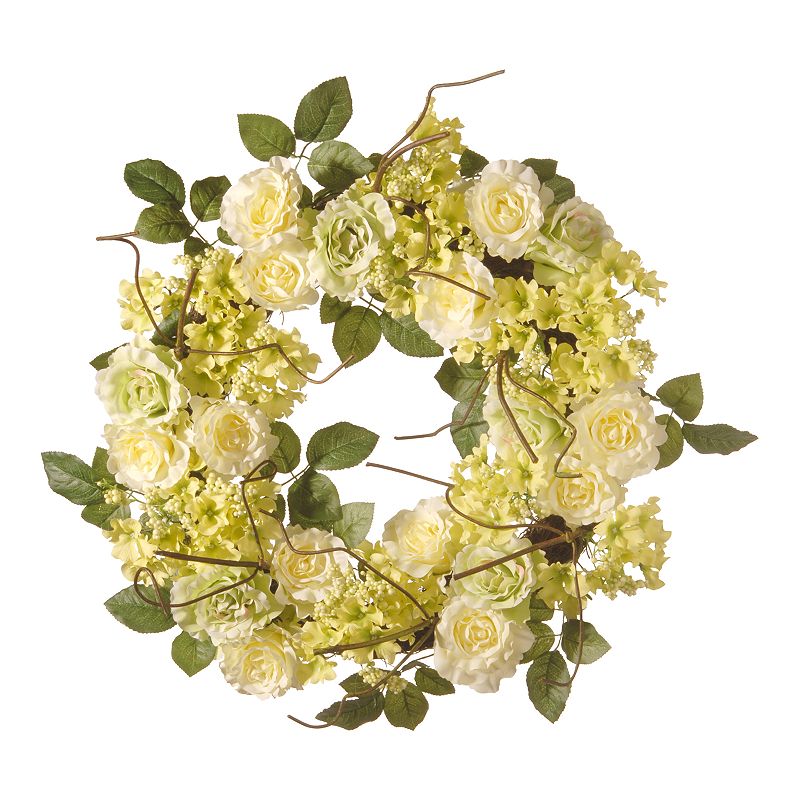 National Tree Company Artificial Cream Rose Wreath, Beige