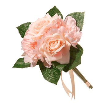National Tree Company Artificial Peach Rose & Peony Floral Arrangement