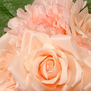 National Tree Company Artificial Peach Rose & Peony Floral Arrangement