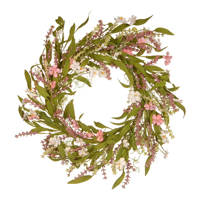 National Tree Company Artificial Pink Spring Flowers Wreath