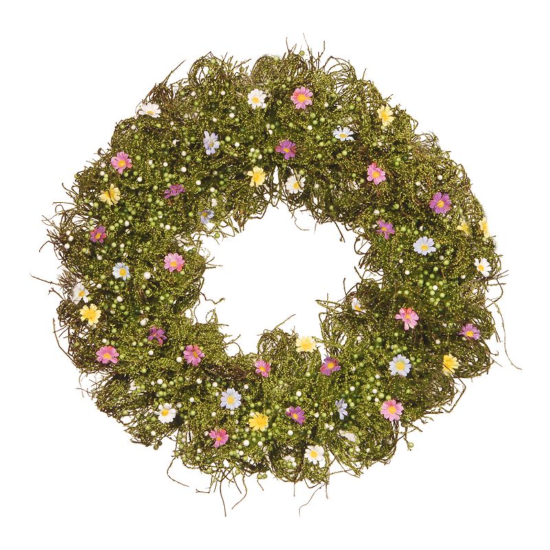 National Tree Company Artificial Spring Flower Wreath, Green
