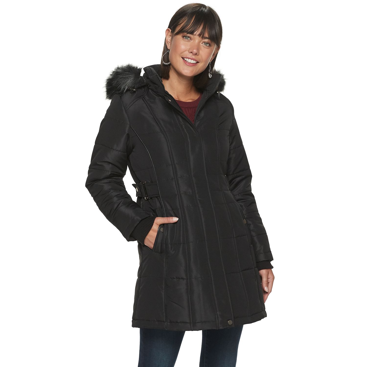 women's coat with fur trim hood