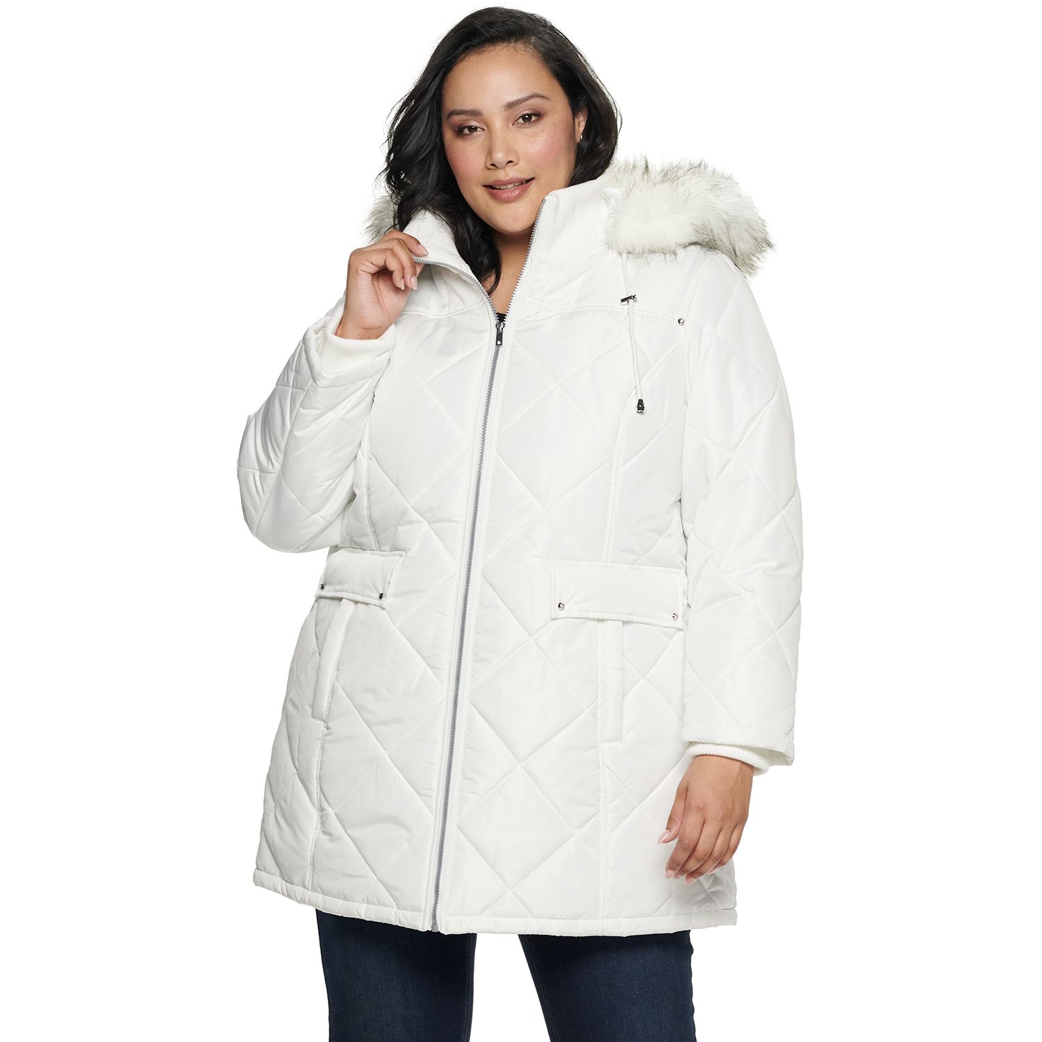 plus size white puffer coat