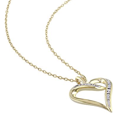 Stella Grace Yellow Rhodium-Plated Sterling Silver Diamond Accent Heart Pendant
