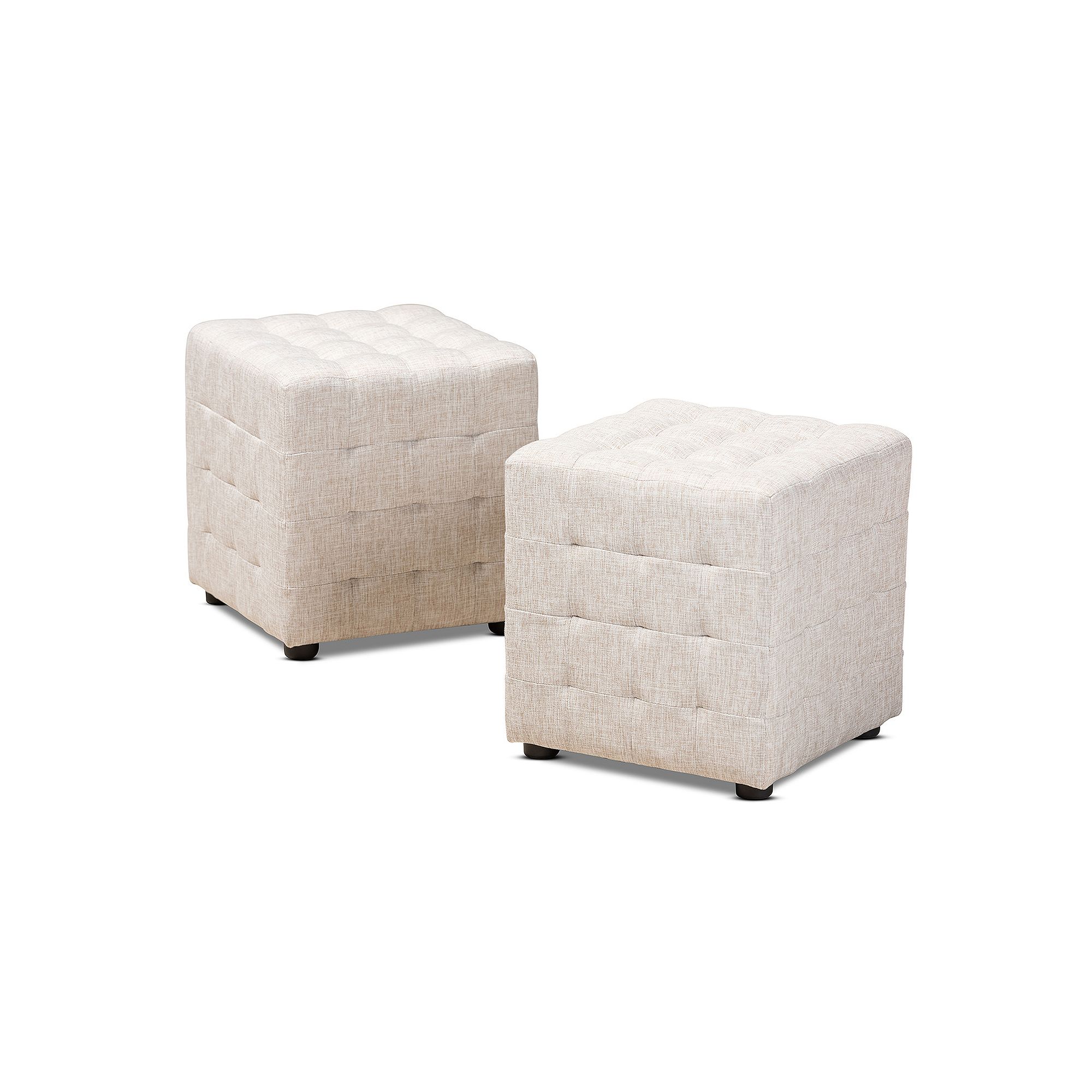 Baxton Studio Elladio Ottoman, Beige