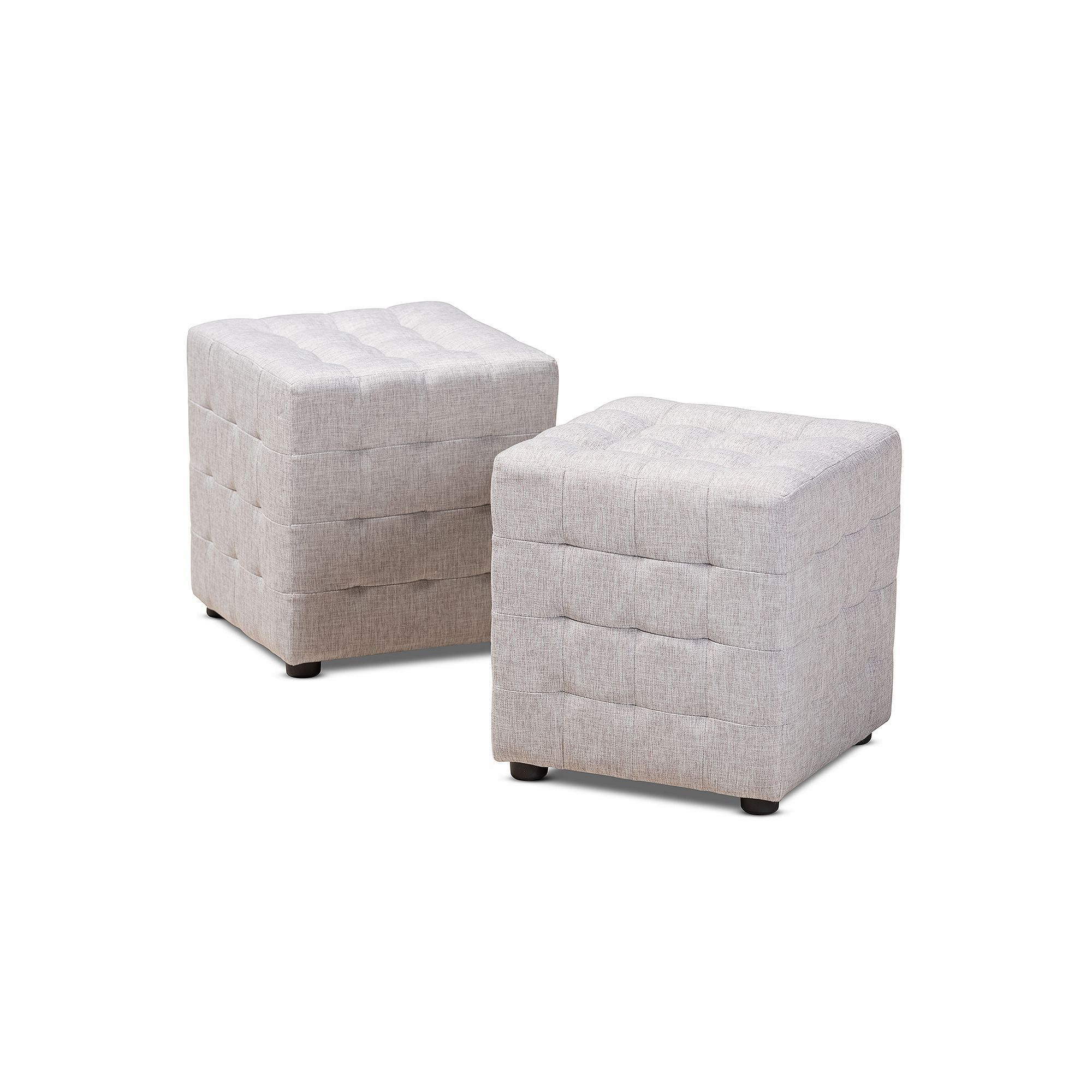 Baxton Studio Elladio Ottoman, Fog