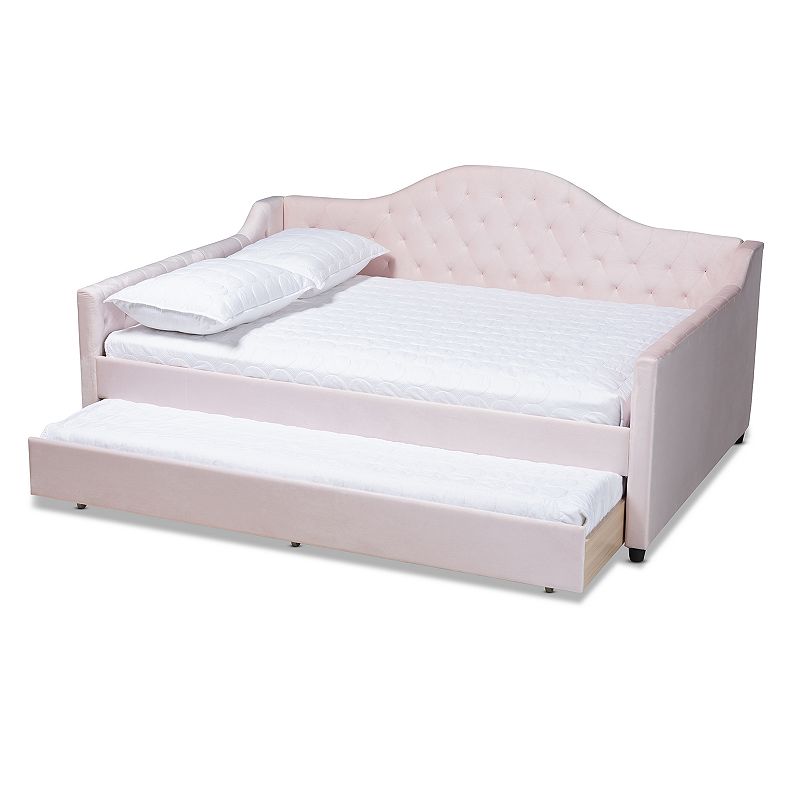 Baxton Studio Perry Daybed & Trundle, Pink, Twin