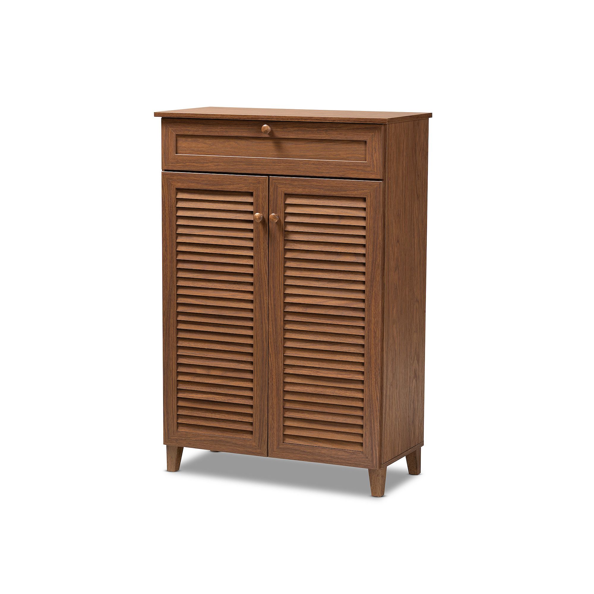 Baxton Studio Coolidge 5-Shelf Shoe Cabinet, Brown