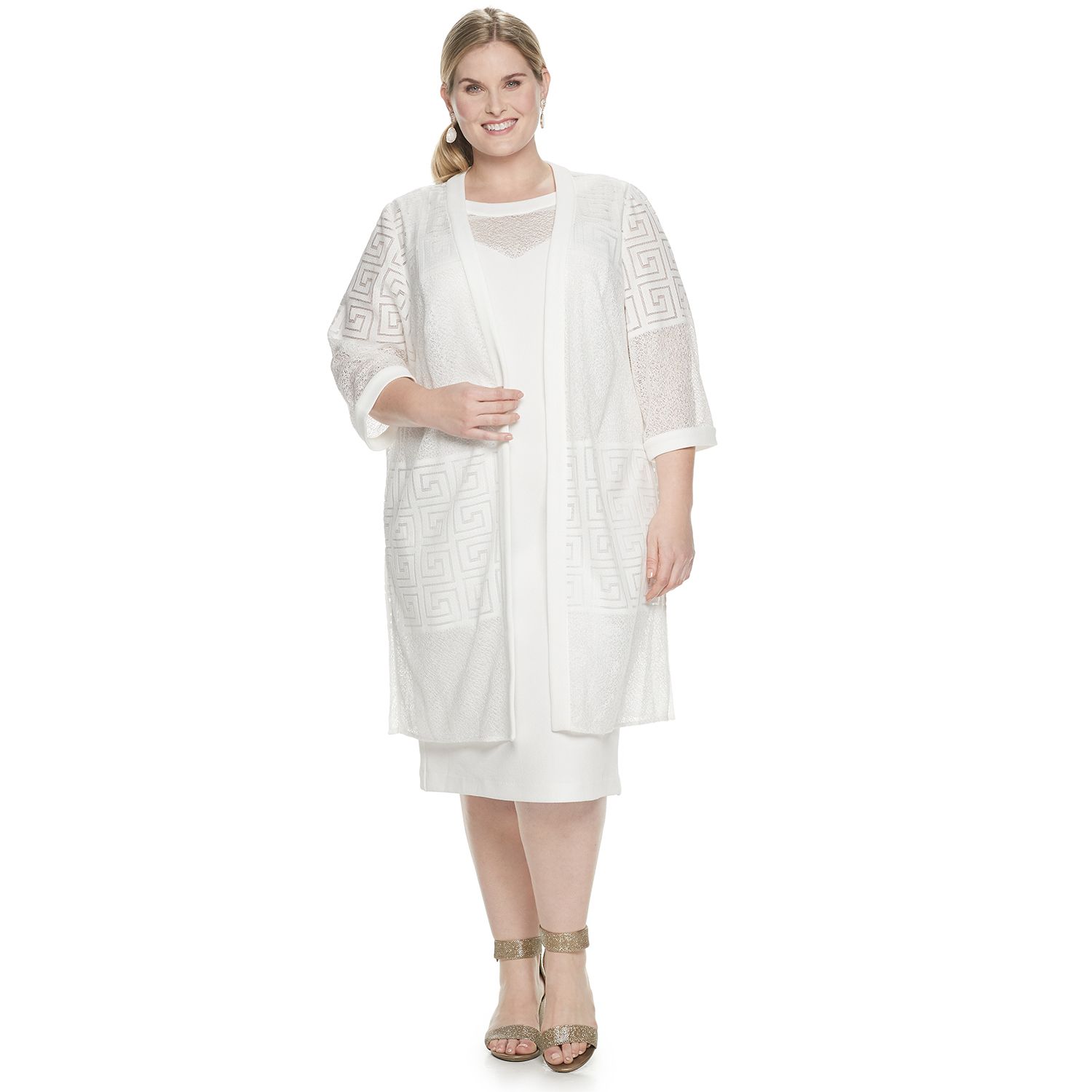 plus size dress with duster jacket