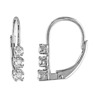 Stella Grace Sterling Silver 1/4 Carat T.W. Diamond Leverback Earrings