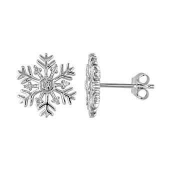 Stella Grace Sterling Silver Diamond Accent Snowflake Stud Earrings