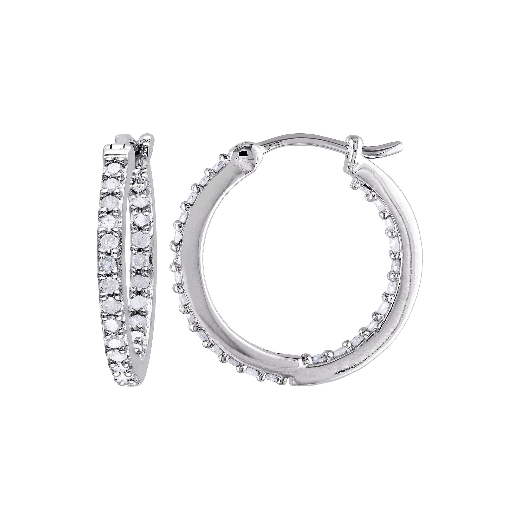 Stella Grace Sterling Silver 1/2 Carat T.W. Diamond Hoop Earrings, Womens