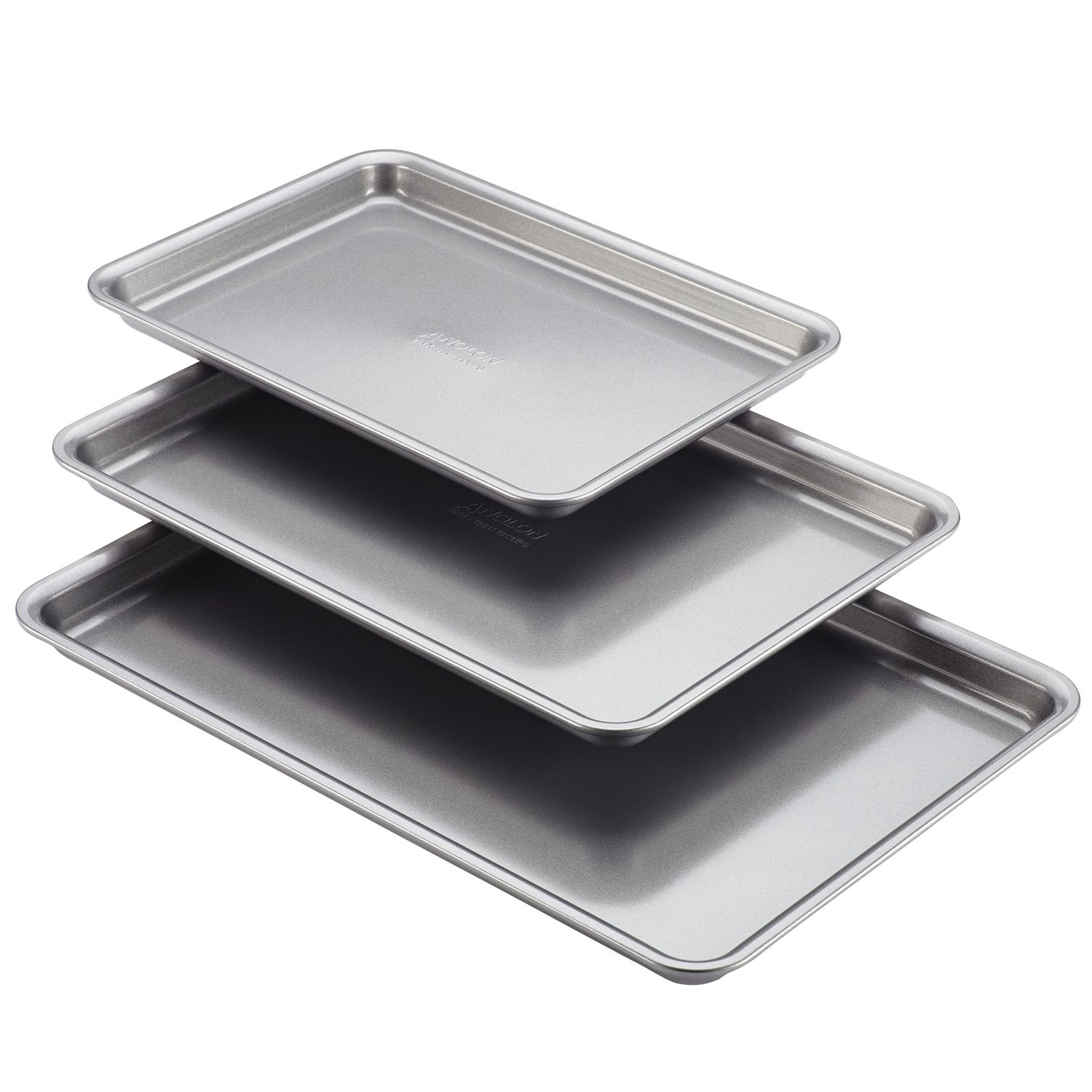 Juvale Set of 3 Nonstick Cookie Sheets for Baking, Bakeware Pans with  Silicone Rubber Handles, 10x14 Inches