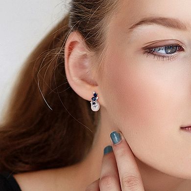 Stella Grace 10k White Gold Sapphire & Freshwater Cultured Pearl Earrings