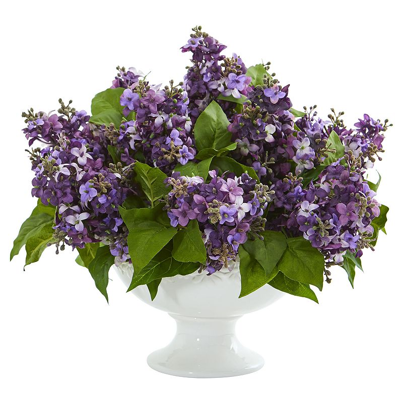 nearly natural Lilac Artificial Arrangement in White Vase, Purple