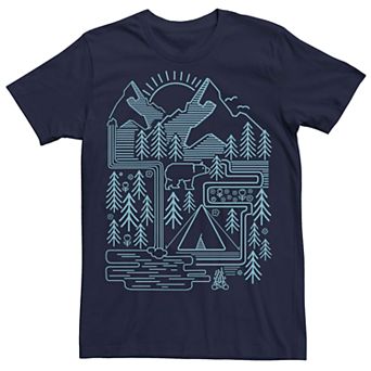 Men's Geometric Line Art Bear Graphic Tee