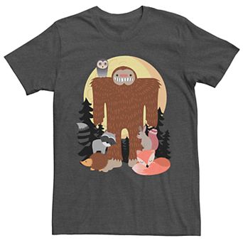 Men's Wildlife Sasquatch Cartoon Style Graphic Tee