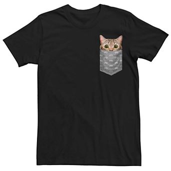 Men's Pocket Cat Cute Graphic Tee