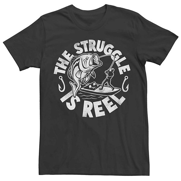 Men's The Struggle Is Reel Fishing Humor Graphic Tee