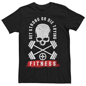 Men's Get Strong Or Die Trying Skull Graphic Tee
