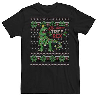Men's Christmas T-Rex Ugly Christmas Style Graphic Tee