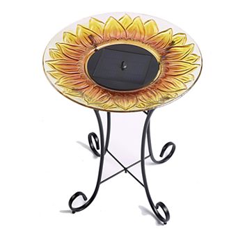 Smart Living Sunflower Glass Solar Birdbath