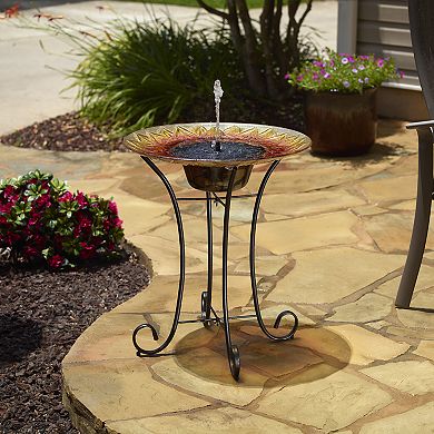 Smart Living Sunflower Glass Solar Birdbath