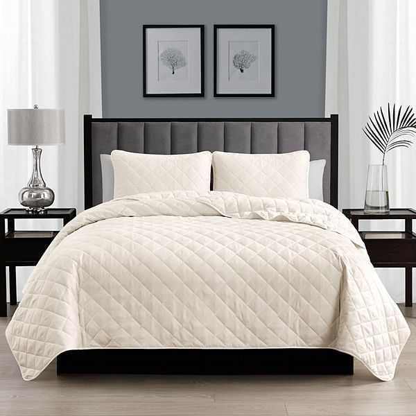 Swift Home Diamond Stitch Quilt Set - Coconut Milk (TWIN/TWNXL)