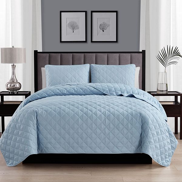 Swift Home Diamond Stitch Quilt Set - Light Blue (TWIN/TWNXL)