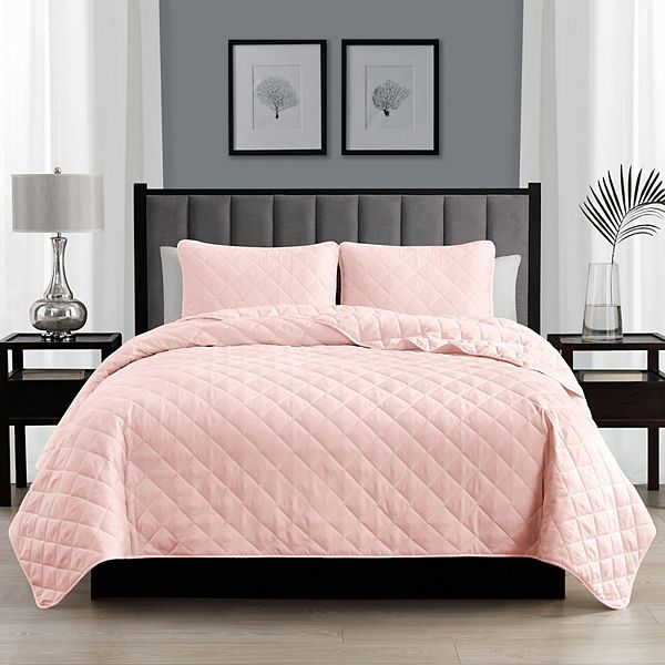 Swift Home Diamond Stitch Quilt Set - Rose Blush (TWIN/TWNXL)