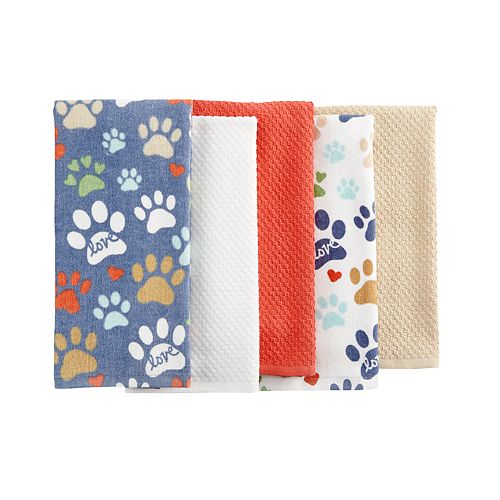 The Big One® Dog PawPrinted Kitchen Towels 5pk.