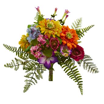 nearly natural 13 in Mixed Flowers Artificial Bush (Set of 2)