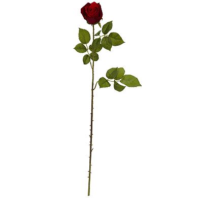 nearly natural 33 In. Elegant Red Rose Bud Artificial Flower (Set of 6)