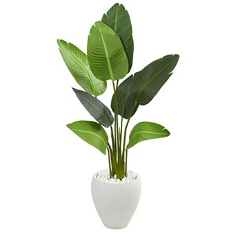 nearly natural 4 Ft. Travelers Artificial Palm Tree in Oval Planter