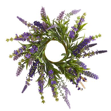nearly natural 12-In. Lavender Arrangement and 14 In. Lavender Wreath (Set of 2)